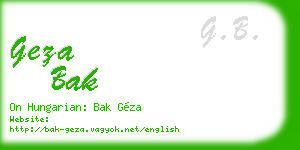 geza bak business card